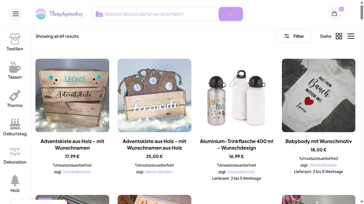 Wunschparadies — von der Gründung zur Marke – Shopansicht